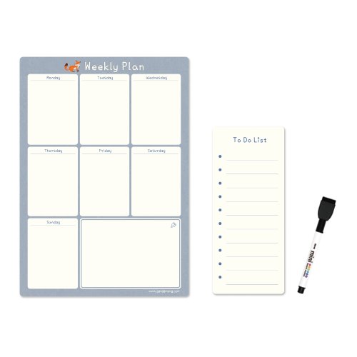 판다몽 자석 냉장고메모보드 A4 컬러파레트 메모패드 보드마커 구성 / 라이트블루-Weekly Plan